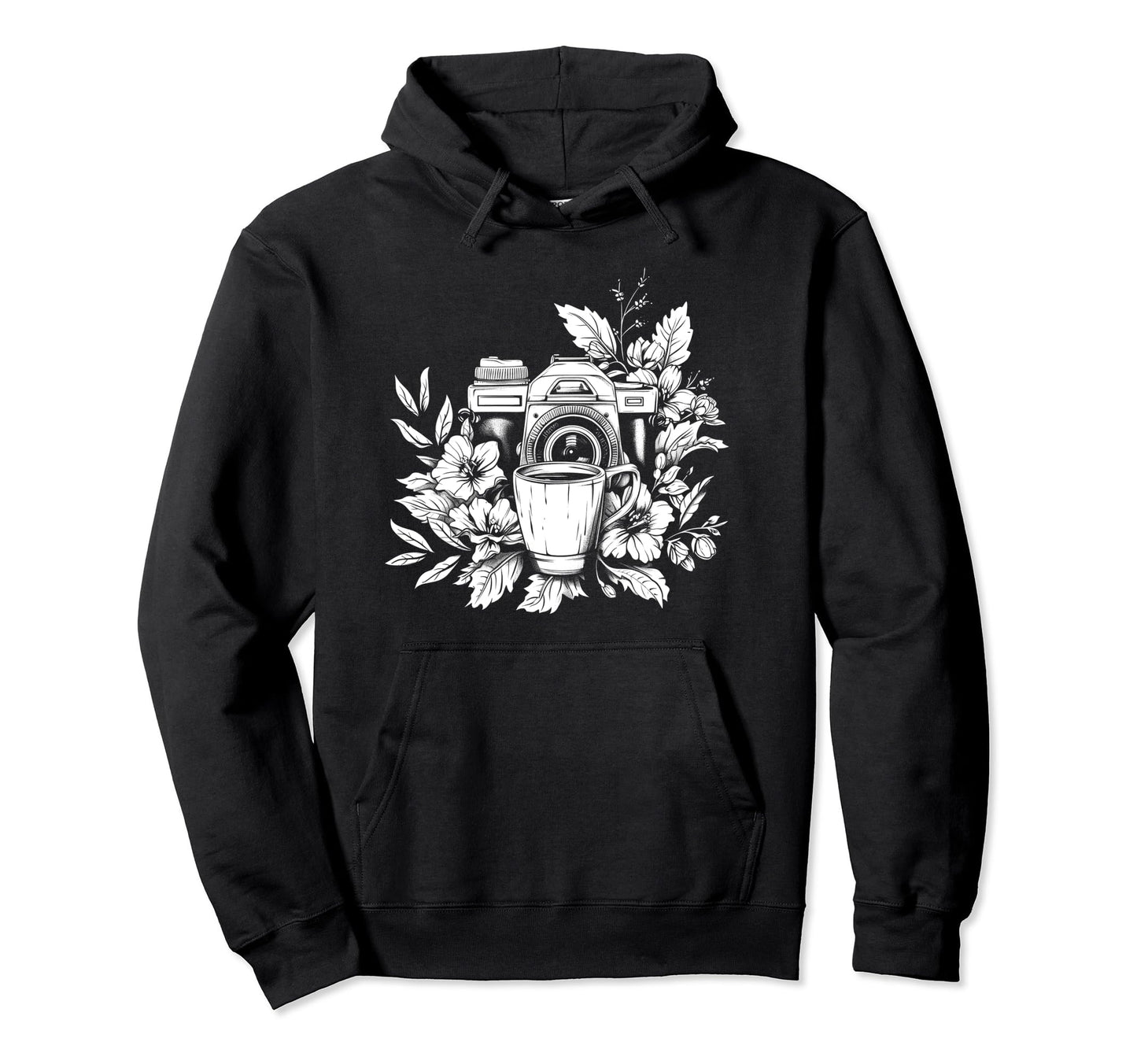 Photographer Coffee Camera Flowers Hoodie - Unique Graphic Unisex - T-Shirt, Sweatshirt, Hoodie
