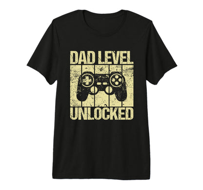 Dad Level Unlocked Gaming Controller T-Shirt - Aesthetic Graphic Men Women - T-Shirt, Sweatshirt, Hoodie