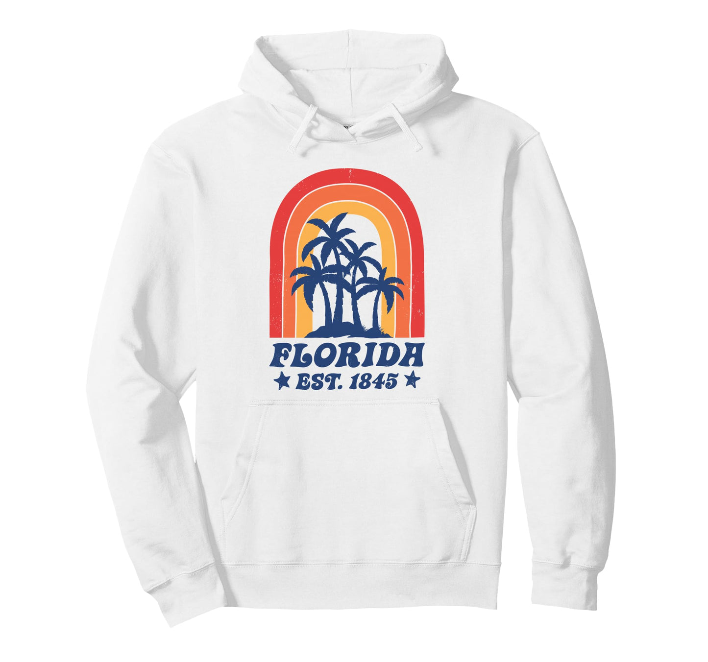 Florida Est 1845 Fl State Rainbow Palm Hoodie - Aesthetic Graphic Unisex - T-Shirt, Sweatshirt, Hoodie