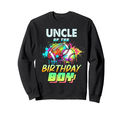 Uncle Birthday Baseball Football Sweatshirt - Custom Art Print for Adults - T-Shirt, Sweatshirt, Hoodie