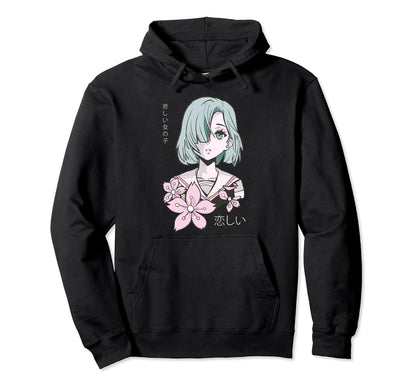 Japanese Aesthetic E I Miss You Anime Hoodie - Custom Art Print Unisex - T-Shirt, Sweatshirt, Hoodie