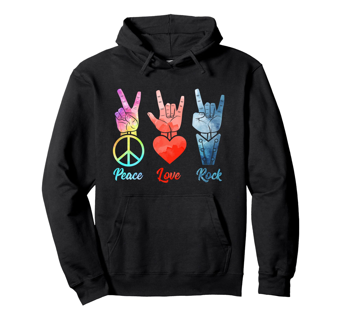 Peace Love Rock Roll Peace Loving Hoodie - Fun Novelty Design Unisex - T-Shirt, Sweatshirt, Hoodie