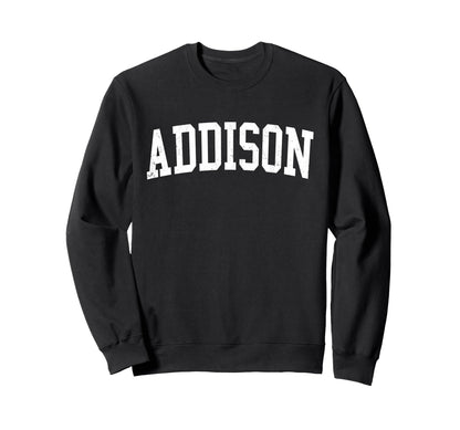 Addison Tx Distressed White Varsity Sweatshirt - Unique Graphic for Adults - T-Shirt, Sweatshirt, Hoodie
