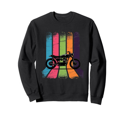 Vibrant Motorcycle Rainbow Stripes Sweatshirt - Novelty Apparel for Adults - T-Shirt, Sweatshirt, Hoodie