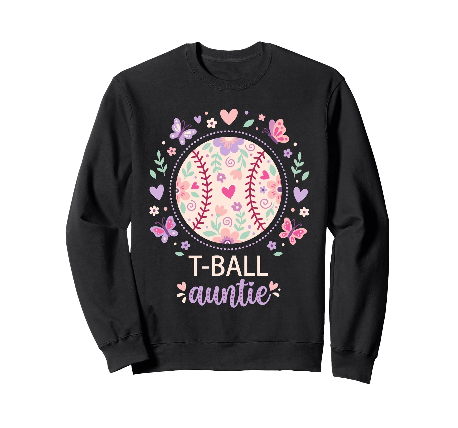 Funny T Ball Auntie Softball Ball Sweatshirt - Custom Art Print for Adults - T-Shirt, Sweatshirt, Hoodie