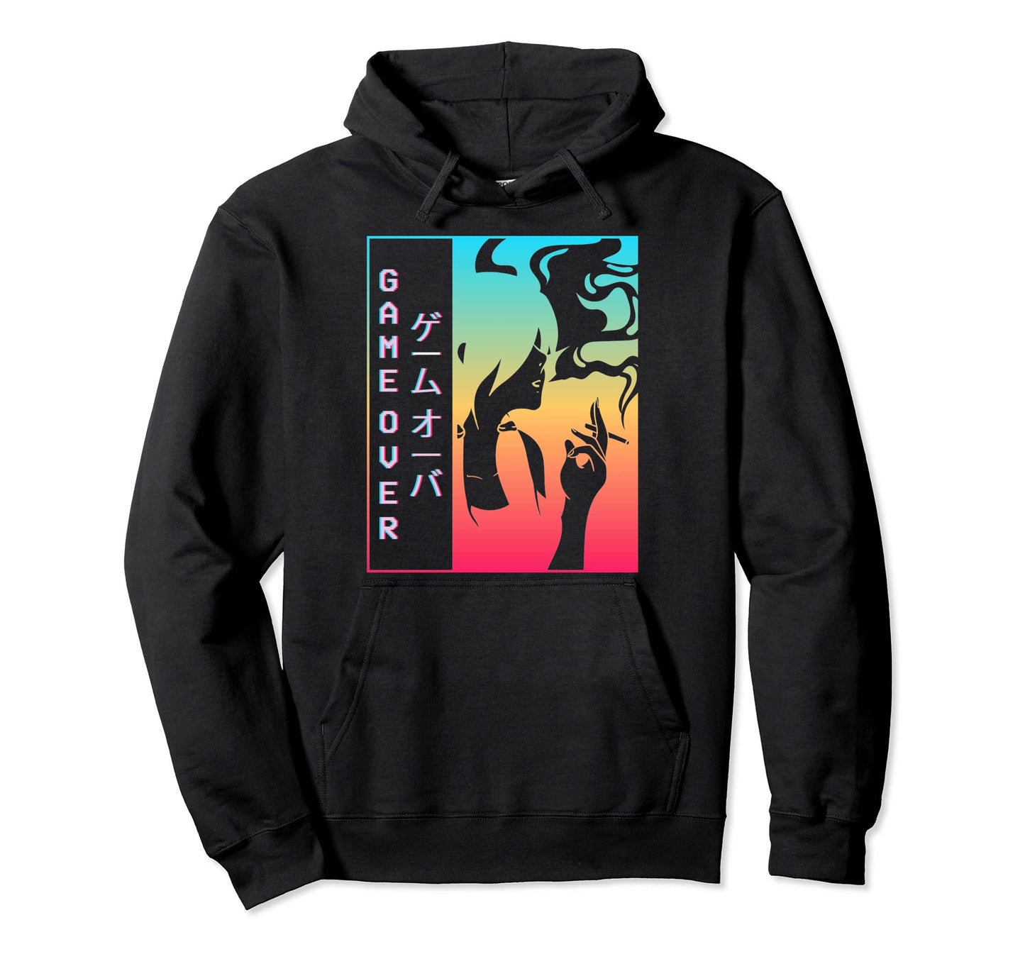 Vaporwave Aesthetic Game Over Anime Sad Hoodie - Trendy Graphic Men Women - T-Shirt, Sweatshirt, Hoodie