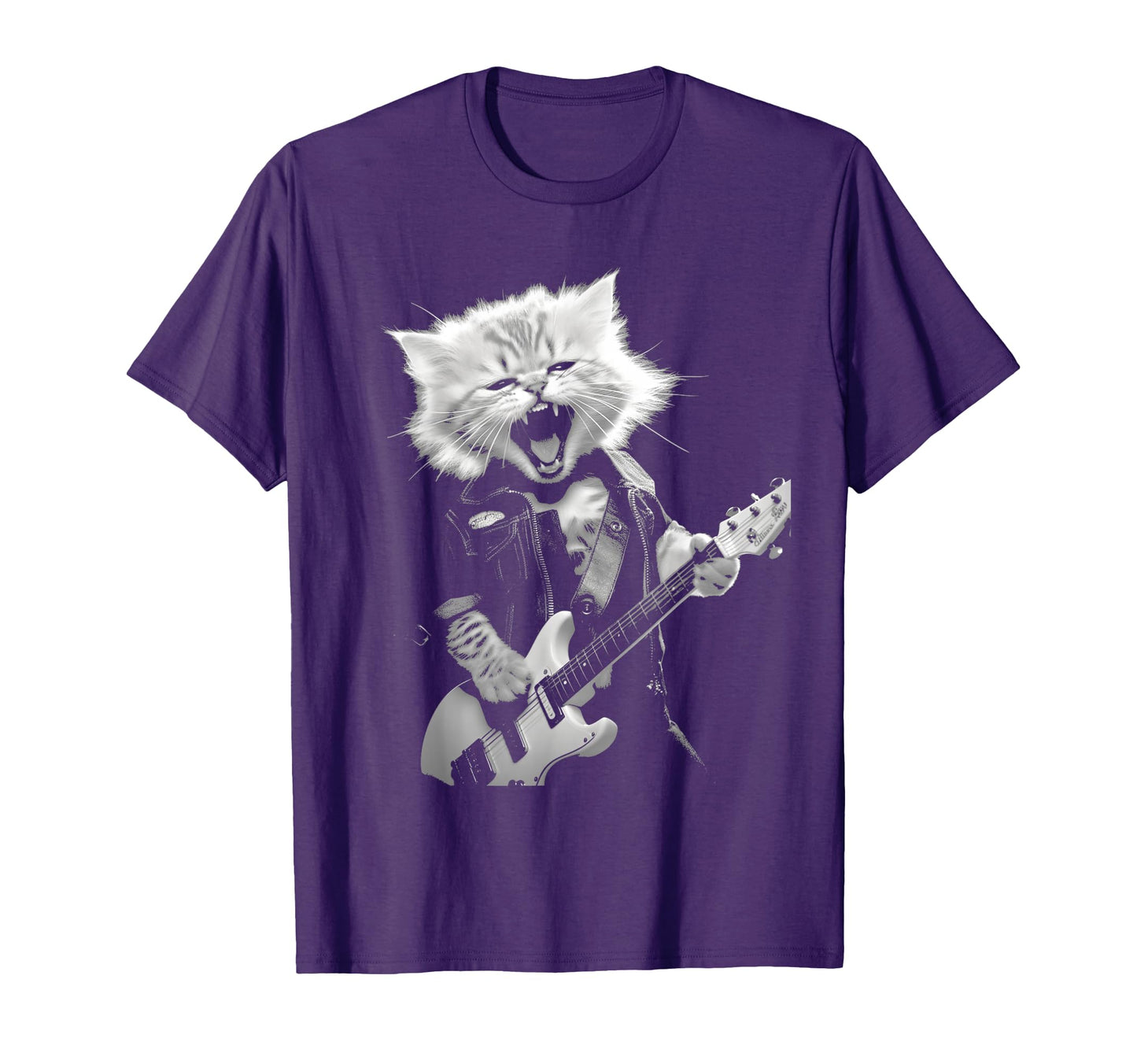 Rock Cat Playing Guitar Funny Guitar T-Shirt - Unique Graphic for Adults - T-Shirt, Sweatshirt, Hoodie