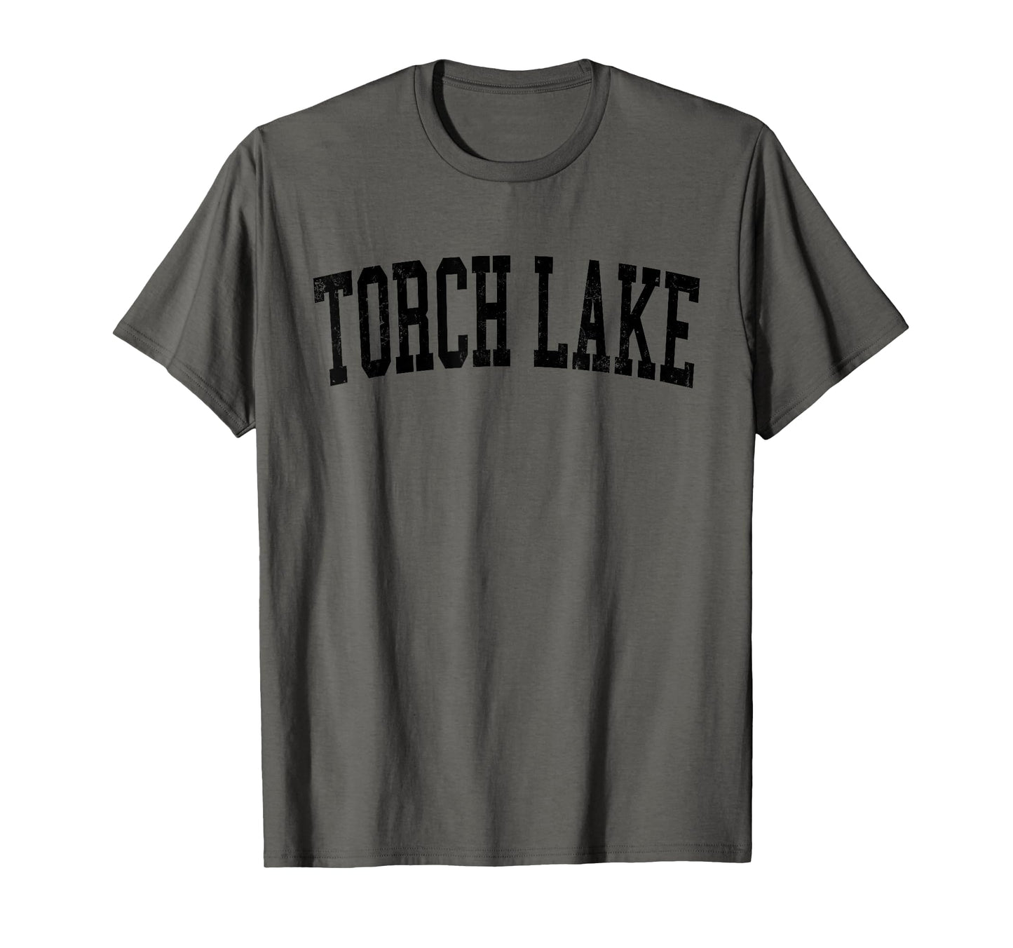 Torch Lake Distressed Black Varsity T-Shirt - Trendy Graphic Men Women - T-Shirt, Sweatshirt, Hoodie
