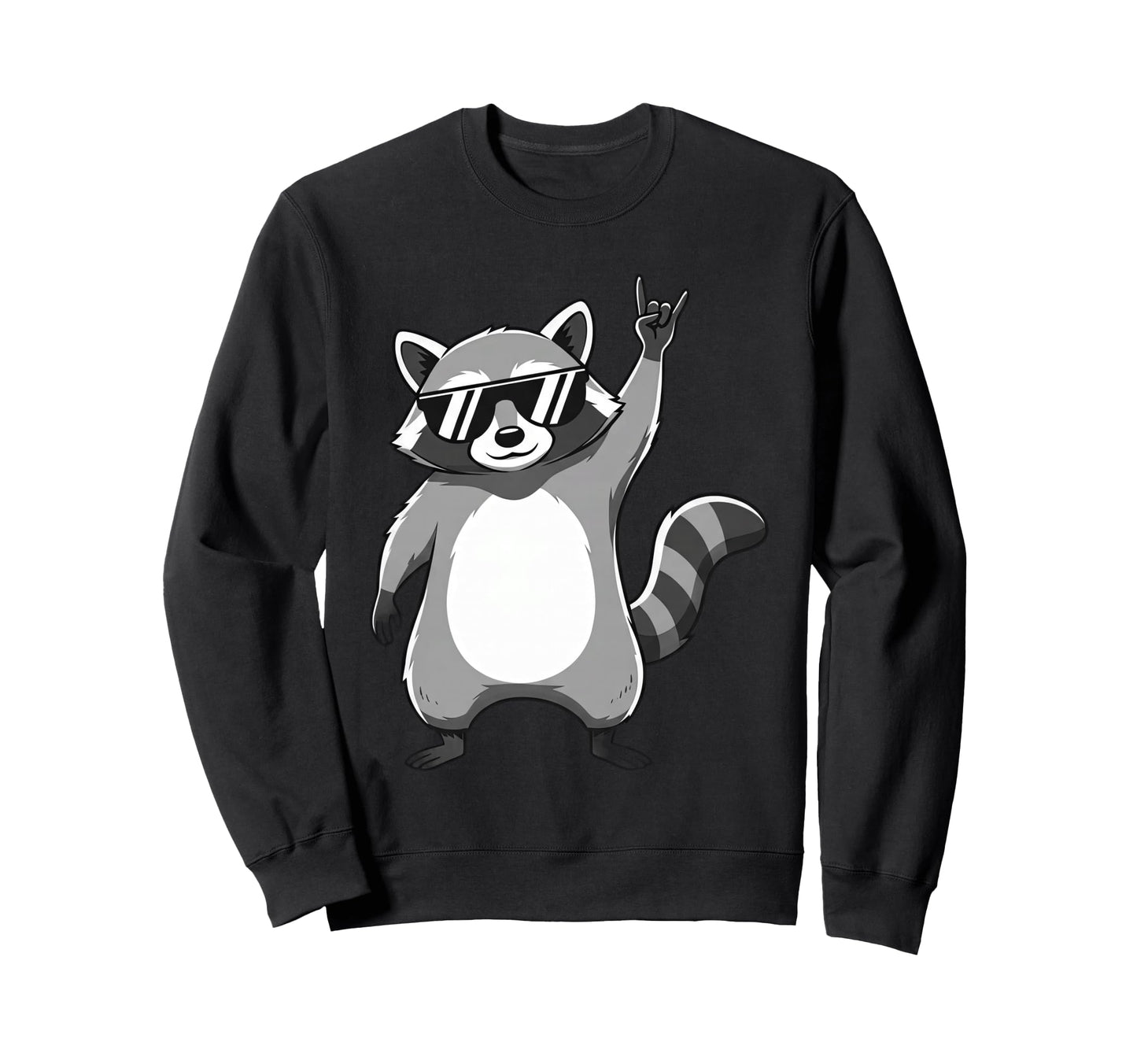 Raccoon Rocking Out Music Gift Sweatshirt - Aesthetic Graphic for Adults - T-Shirt, Sweatshirt, Hoodie