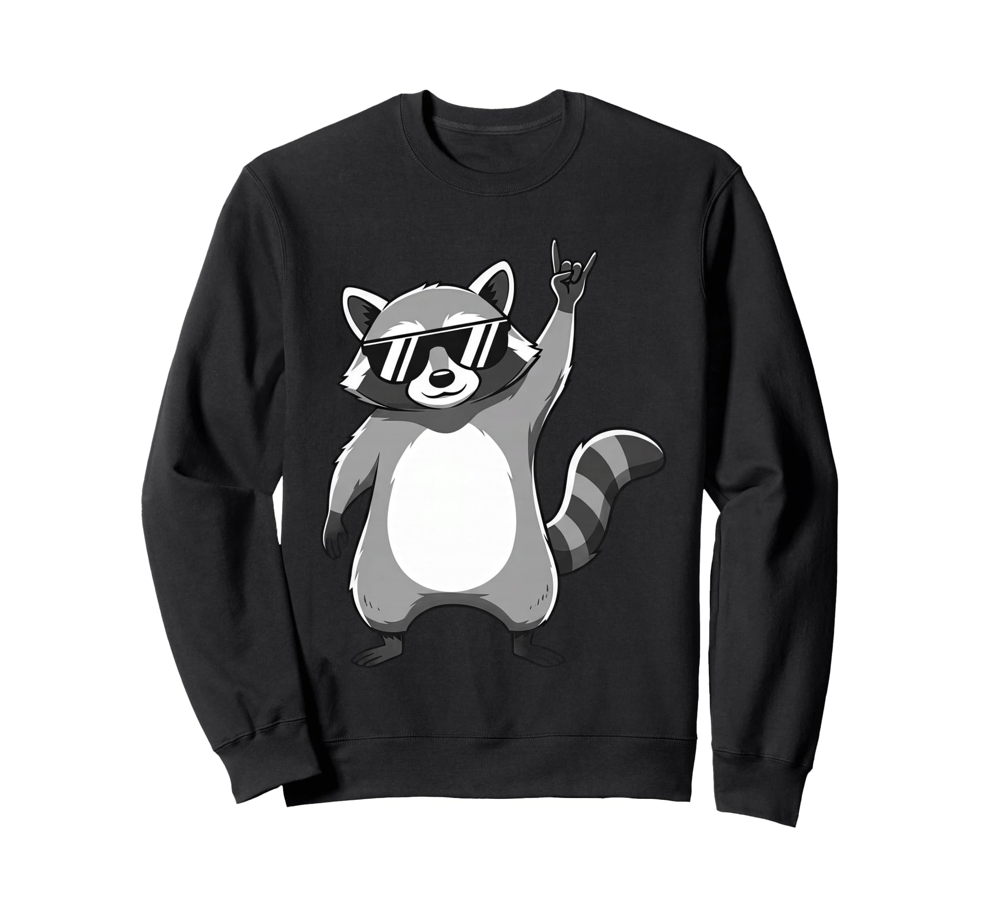 Raccoon Rocking Out Music Gift Sweatshirt - Aesthetic Graphic for Adults - T-Shirt, Sweatshirt, Hoodie