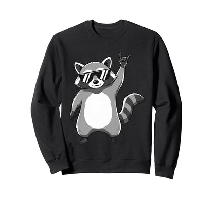 Raccoon Rocking Out Music Gift Sweatshirt - Aesthetic Graphic for Adults - T-Shirt, Sweatshirt, Hoodie