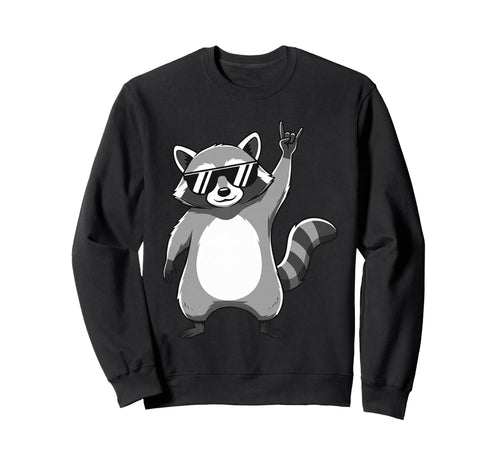Raccoon Rocking Out Music Gift Sweatshirt - Aesthetic Graphic for Adults - T-Shirt, Sweatshirt, Hoodie
