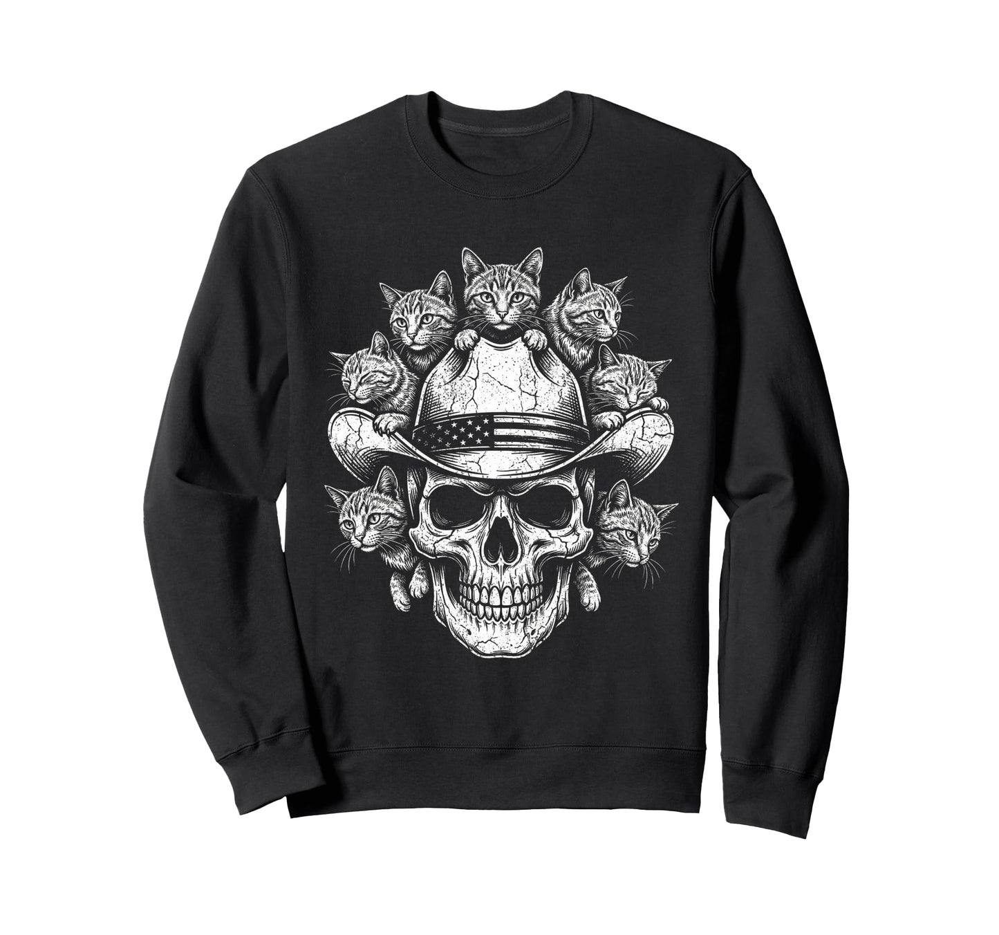 Skull Cat Skeleton Kitty Kitten Sweatshirt - Graphic Print Men Women - T-Shirt, Sweatshirt, Hoodie
