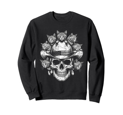 Skull Cat Skeleton Kitty Kitten Sweatshirt - Graphic Print Men Women - T-Shirt, Sweatshirt, Hoodie
