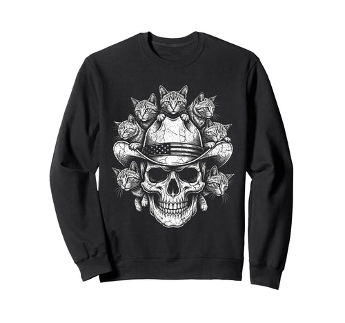 Skull Cat Skeleton Kitty Kitten Sweatshirt - Graphic Print Men Women - T-Shirt, Sweatshirt, Hoodie