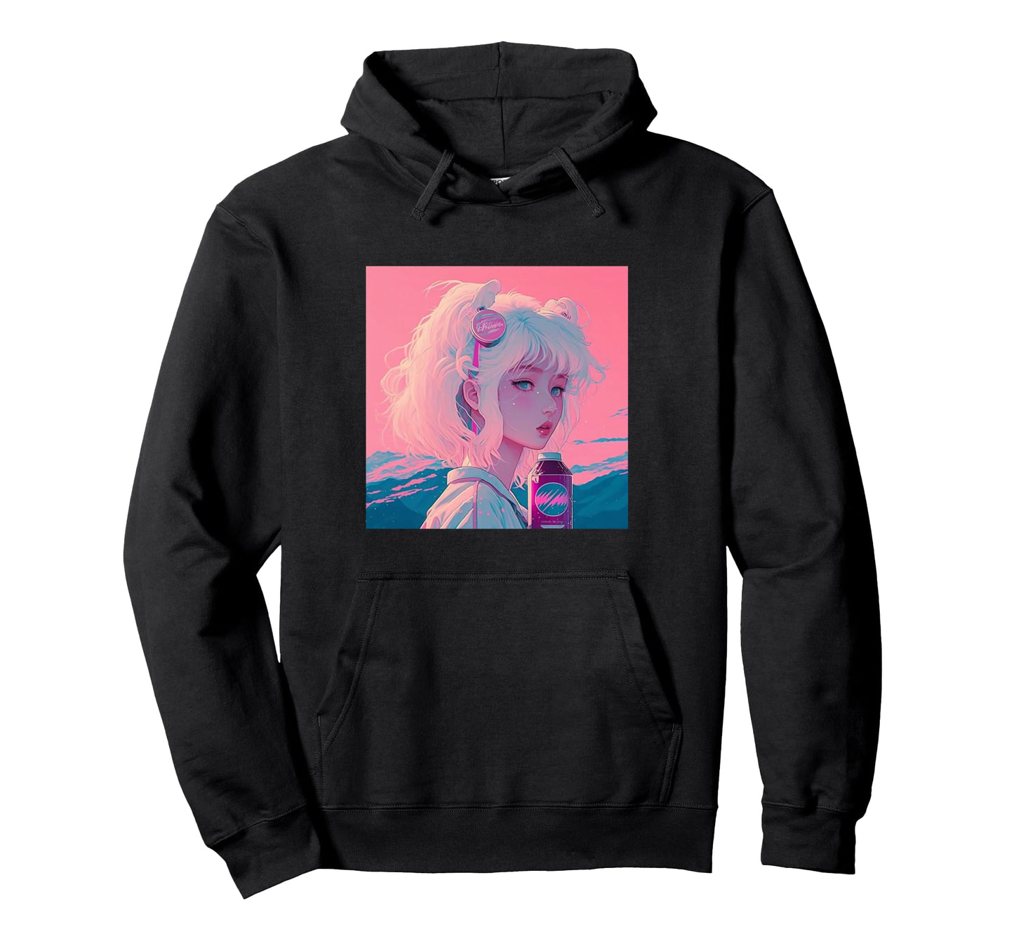 Japanese Vaporwave Anime Hoodie - Minimalist Print for Adults - T-Shirt, Sweatshirt, Hoodie