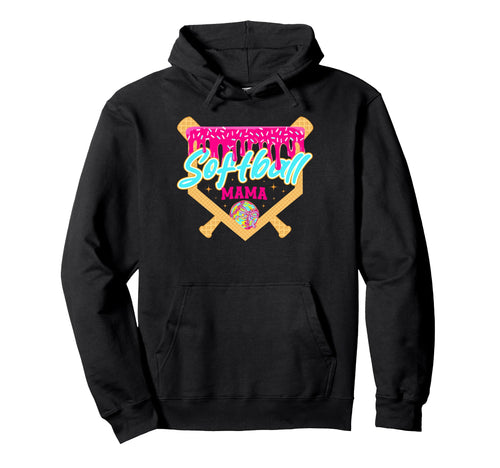 Game Day Softball Mama Ice Cream Drip Hoodie - Graphic Print Men Women - T-Shirt, Sweatshirt, Hoodie