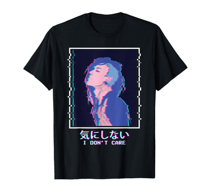 I Dont Care Sad Anime Punk Emo T-Shirt - Minimalist Print for Adults - T-Shirt, Sweatshirt, Hoodie