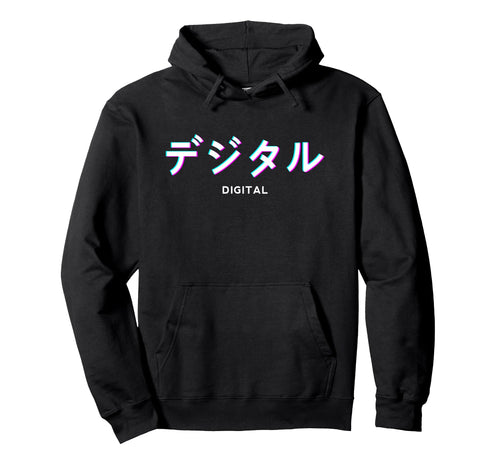 Digital Japanese Text Aesthetic Hoodie - Fun Novelty Design Men Women - T-Shirt, Sweatshirt, Hoodie