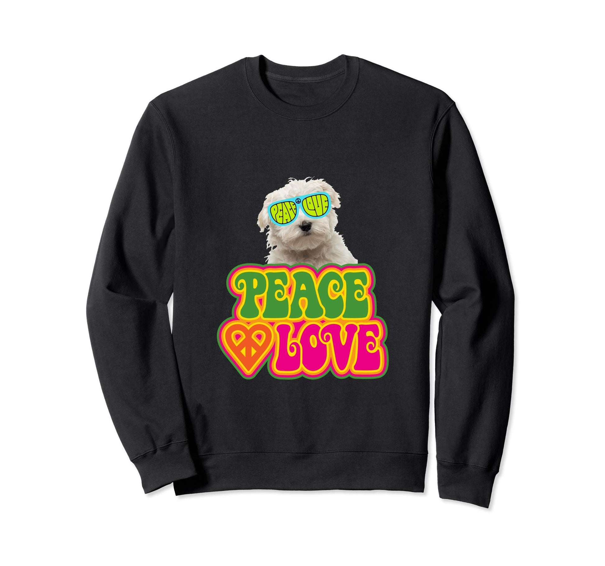 Peace Heart Love Dog Maltese Sweatshirt - Custom Art Print Unisex - T-Shirt, Sweatshirt, Hoodie
