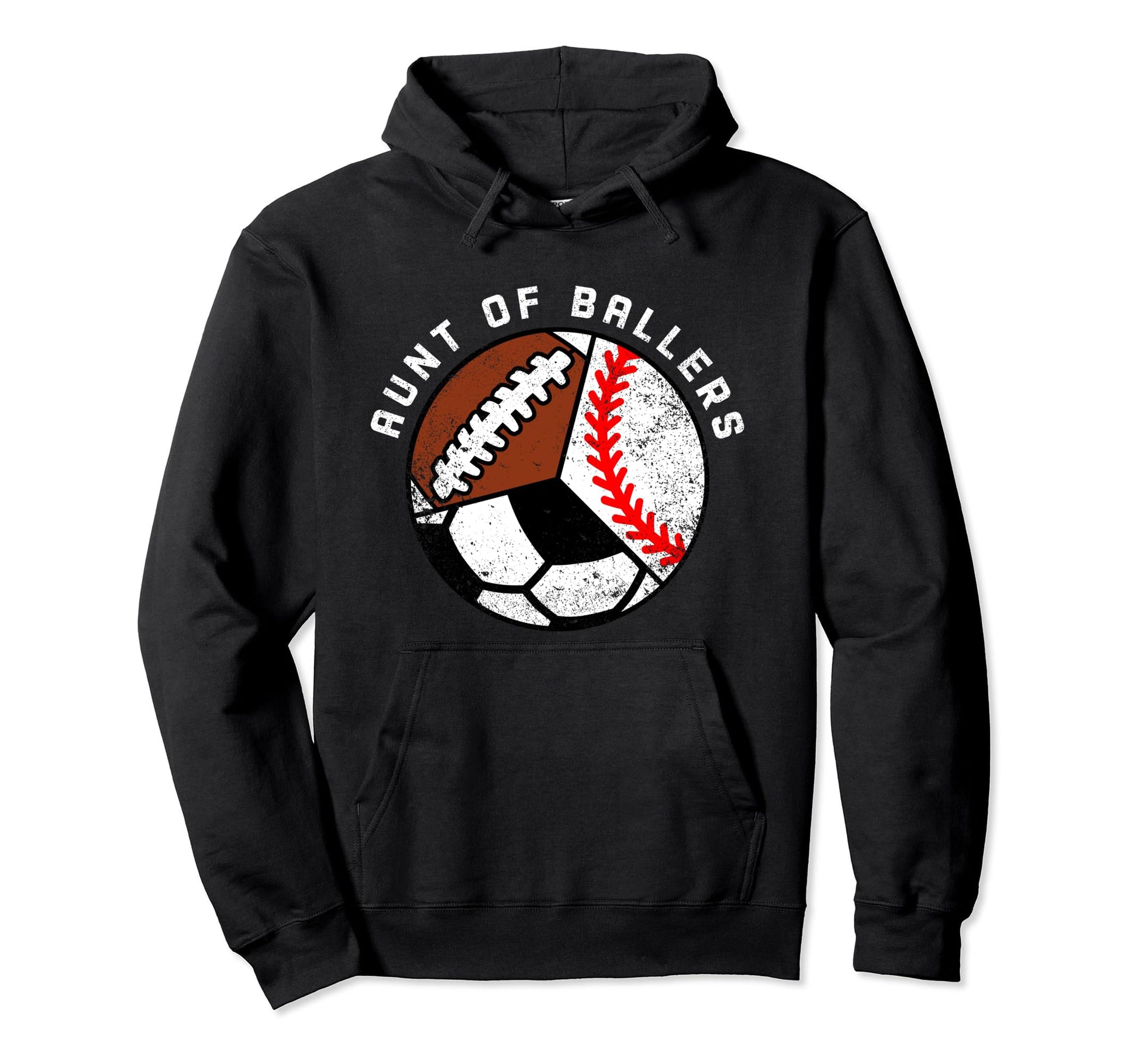 Aunt Ballers Funny Baseball Soccer Hoodie - Aesthetic Graphic for Adults - T-Shirt, Sweatshirt, Hoodie