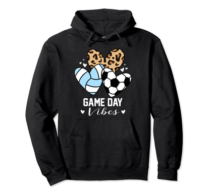 Game Day Vibes Funny Soccer Volleyball Hoodie - Graphic Print for Adults - T-Shirt, Sweatshirt, Hoodie