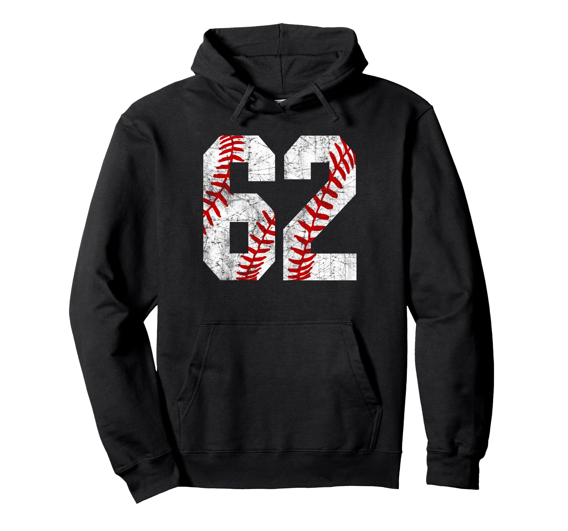 Distressed Baseball Number 62 Jersey Hoodie - Aesthetic Graphic Unisex - T-Shirt, Sweatshirt, Hoodie