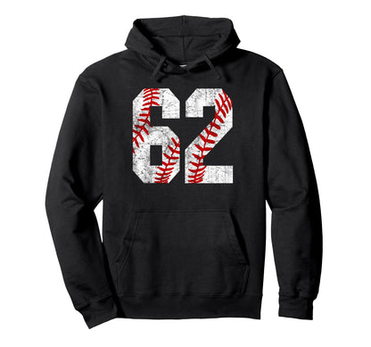 Distressed Baseball Number 62 Jersey Hoodie - Aesthetic Graphic Unisex - T-Shirt, Sweatshirt, Hoodie