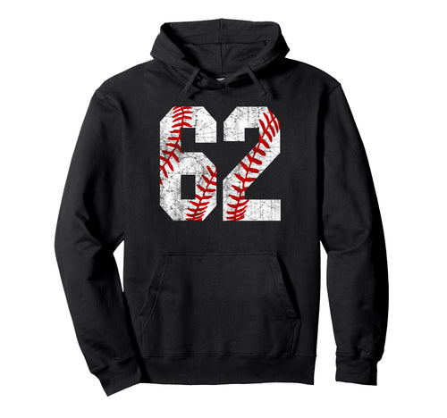 Distressed Baseball Number 62 Jersey Hoodie - Aesthetic Graphic Unisex - T-Shirt, Sweatshirt, Hoodie
