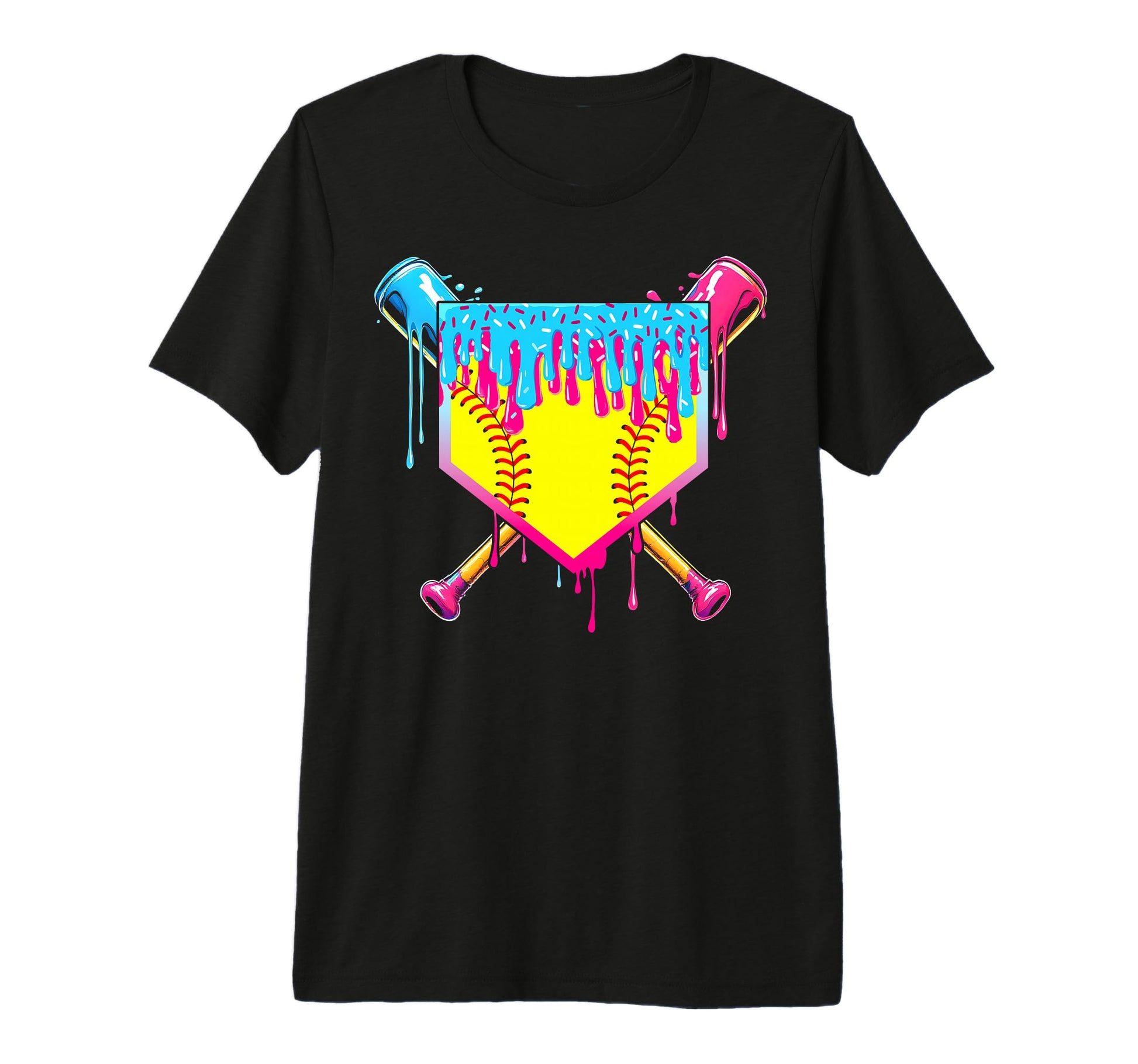 Softball Drip Mom Ice Cream Drip T-Shirt - Aesthetic Graphic Men Women - T-Shirt, Sweatshirt, Hoodie