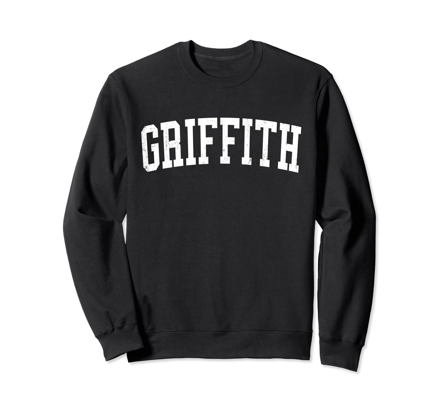 Griffith Distressed White Varsity Sweatshirt - Streetwear Style for Adults - T-Shirt, Sweatshirt, Hoodie