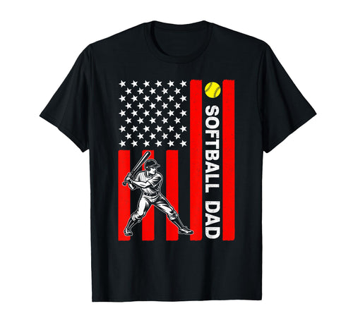 Softball Dad Usa American Flag T-Shirt - Fun Novelty Design Unisex - T-Shirt, Sweatshirt, Hoodie