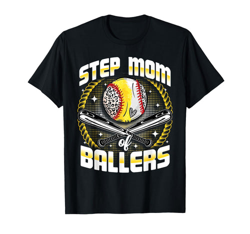 Baseball Softball Step Mom Ballers T-Shirt - Streetwear Style for Adults - T-Shirt, Sweatshirt, Hoodie