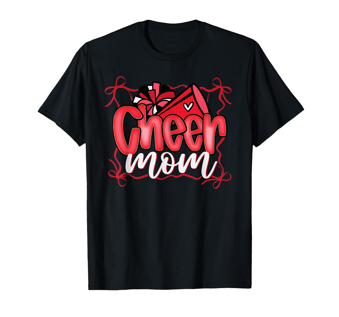 Coquette Pom Poms Bow Cheer Mom Mama T-Shirt - Unique Graphic for Adults - T-Shirt, Sweatshirt, Hoodie