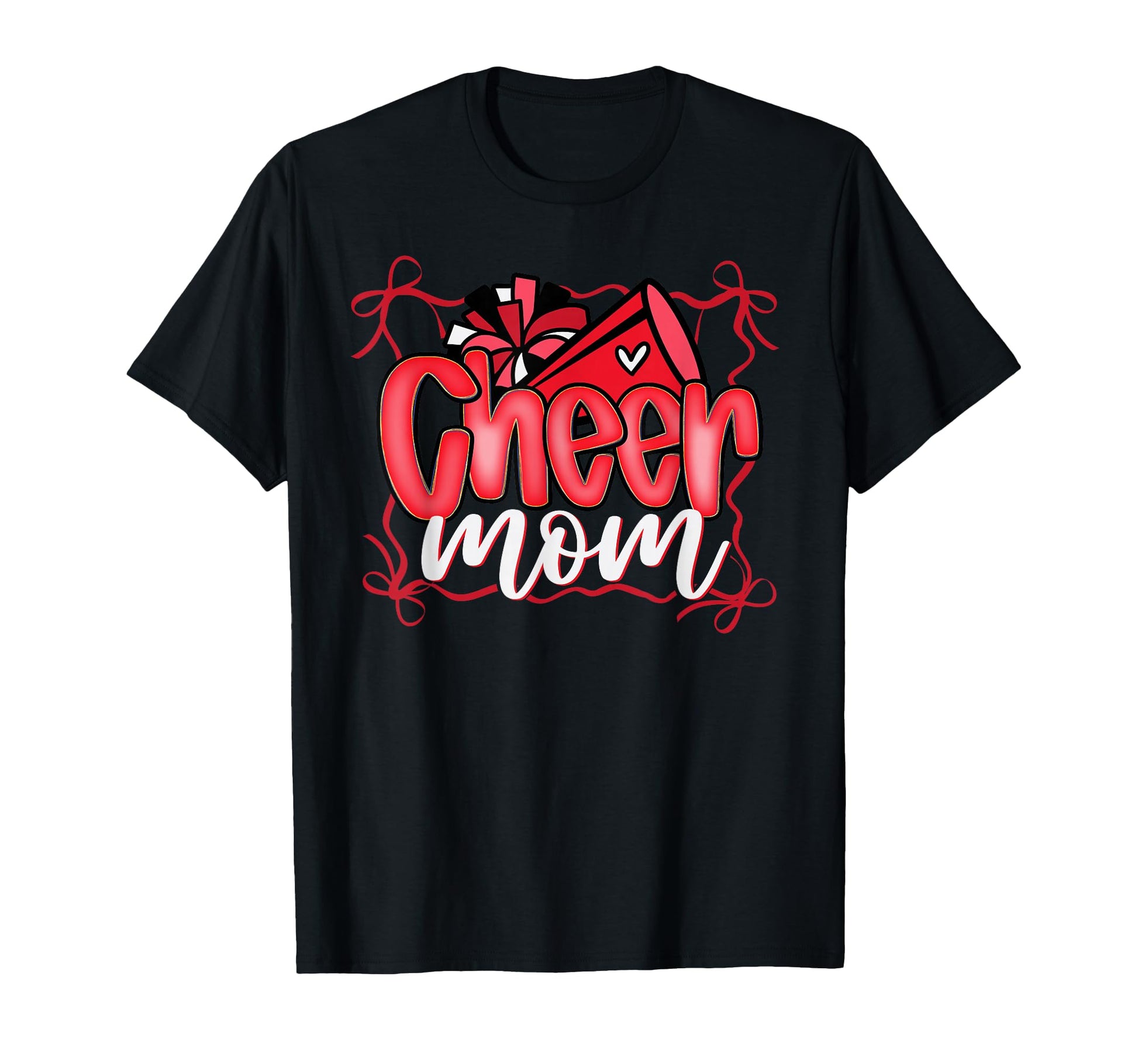 Coquette Pom Poms Bow Cheer Mom Mama T-Shirt - Unique Graphic for Adults - T-Shirt, Sweatshirt, Hoodie