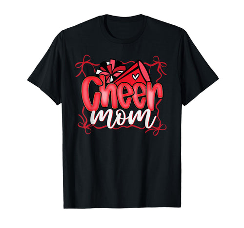 Coquette Pom Poms Bow Cheer Mom Mama T-Shirt - Unique Graphic for Adults - T-Shirt, Sweatshirt, Hoodie