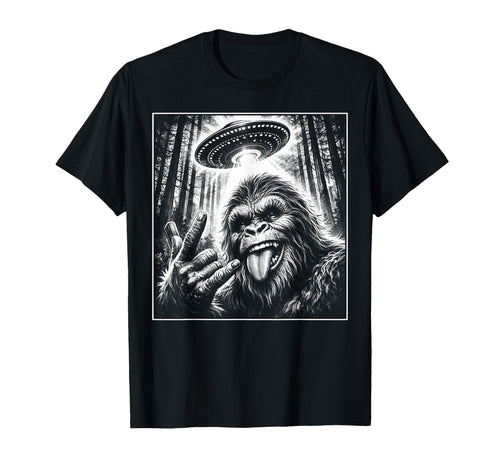 Bigfoot Alien Selfie Rock Sasquatch Yeti T-Shirt - Novelty Apparel Unisex - T-Shirt, Sweatshirt, Hoodie
