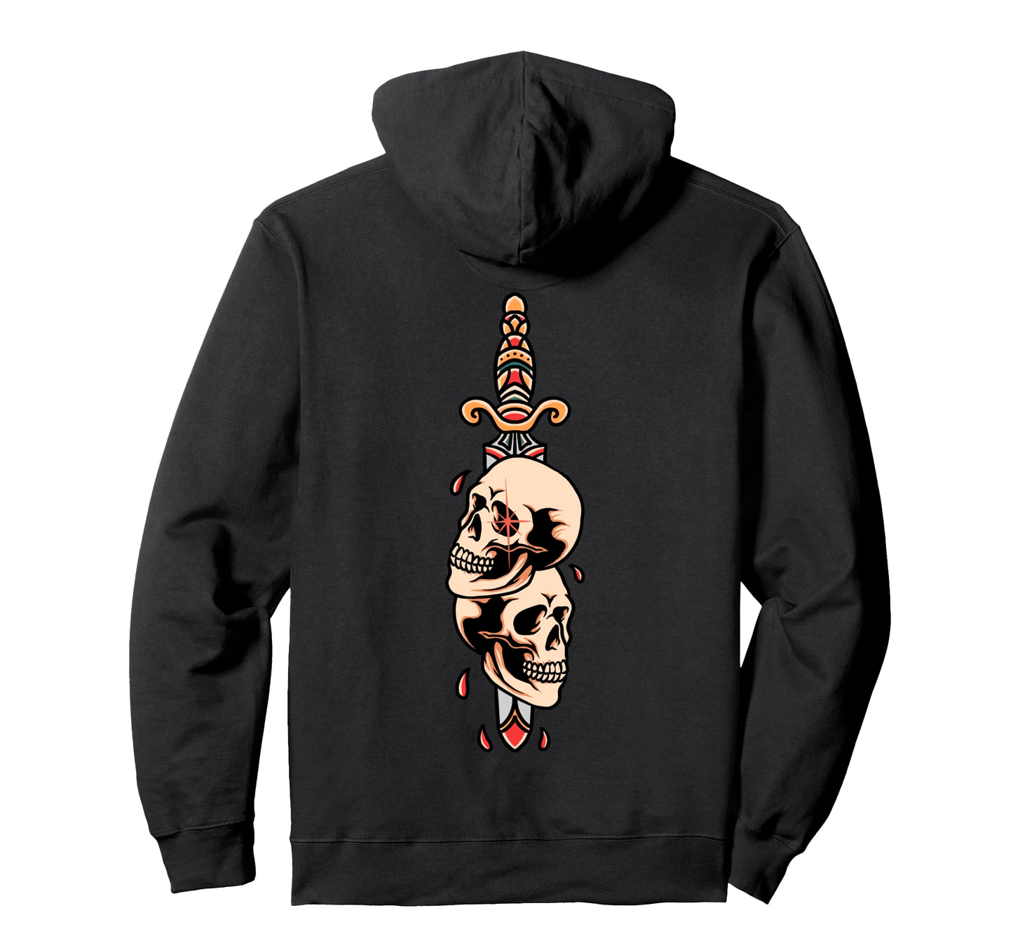 Sword Skulls Backprint Sad Aesthetic Hoodie - Fun Novelty Design Unisex - T-Shirt, Sweatshirt, Hoodie