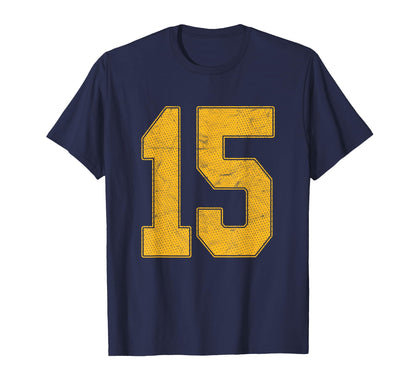 Number 15 Numbered Uniform Sports Team T-Shirt - Graphic Print for Adults - T-Shirt, Sweatshirt, Hoodie