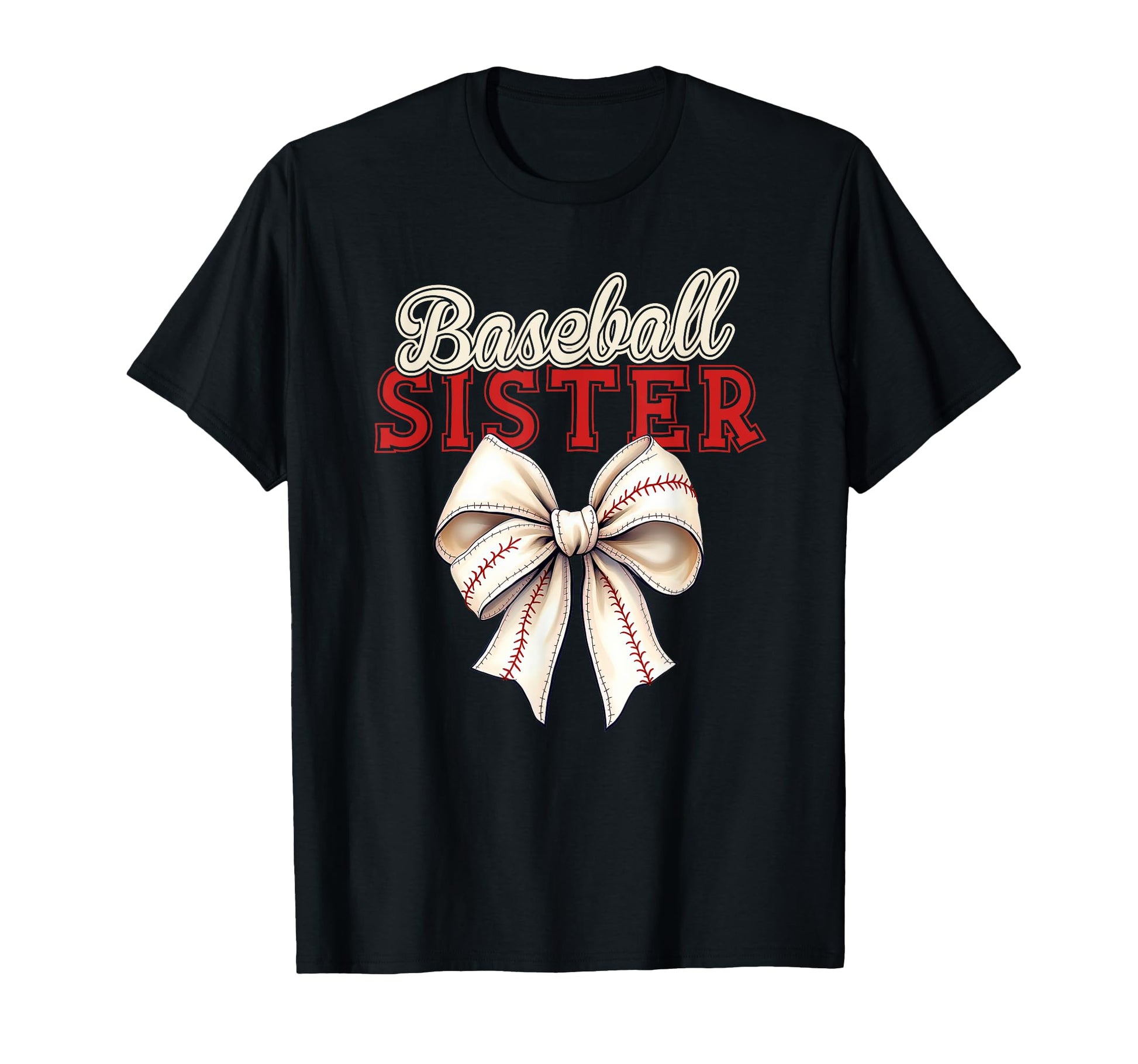 Baseball Sister Coquette Bow Baseball T-Shirt - Graphic Print Unisex - T-Shirt, Sweatshirt, Hoodie