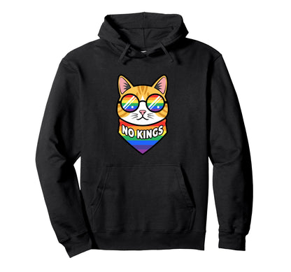No Kings Cat Pride Rainbow Bandana Hoodie - Streetwear Style Men Women - T-Shirt, Sweatshirt, Hoodie