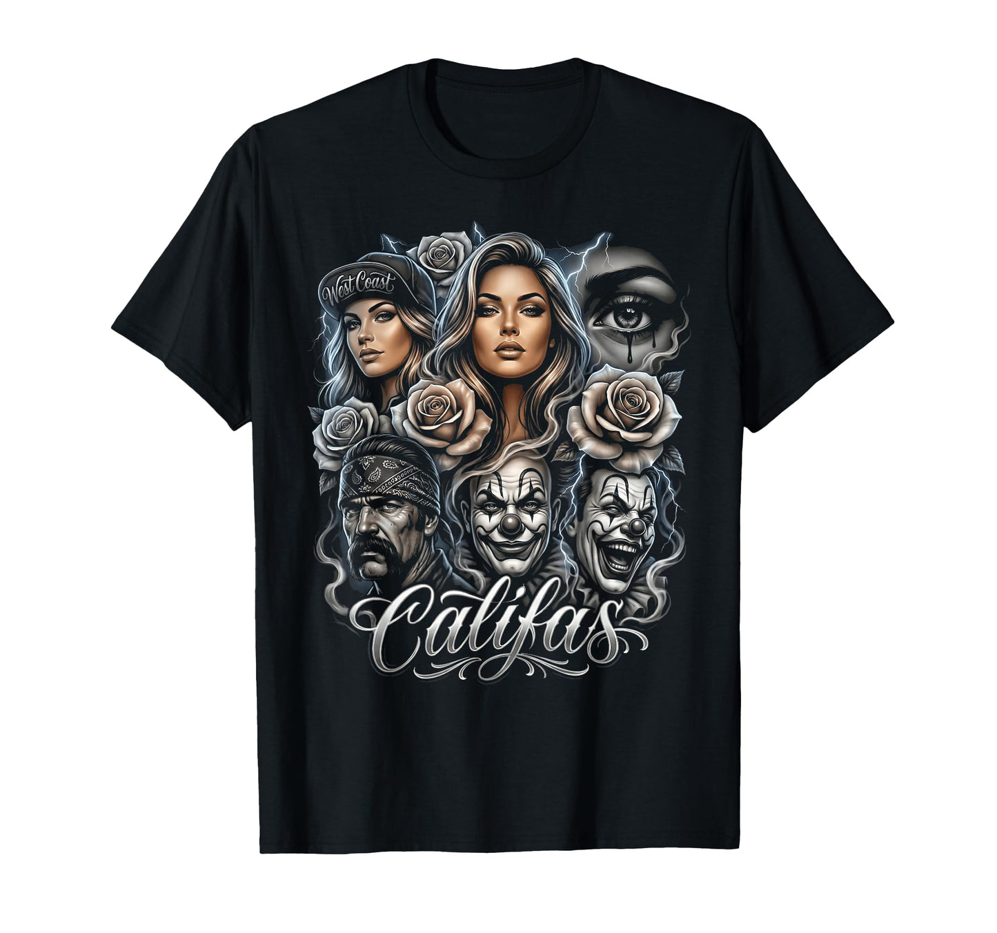Califas West Coast Chicano Art Lowrider T-Shirt - Graphic Print Men Women - T-Shirt, Sweatshirt, Hoodie