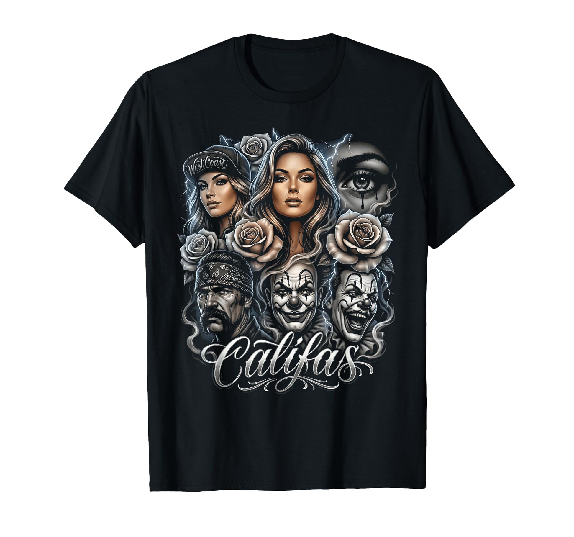 Califas West Coast Chicano Art Lowrider T-Shirt - Graphic Print Men Women - T-Shirt, Sweatshirt, Hoodie
