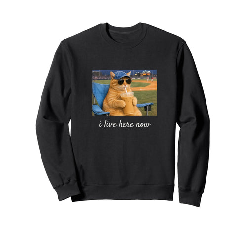 I Live Here Now Funny Cat Sweatshirt - Minimalist Print for Adults - T-Shirt, Sweatshirt, Hoodie