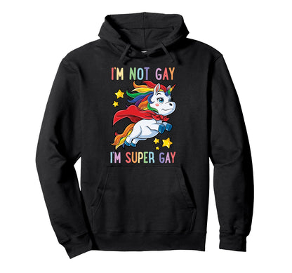 Lgbtq Unicorn Super Gay Pride Lgbt Ally Hoodie - Aesthetic Graphic Unisex - T-Shirt, Sweatshirt, Hoodie