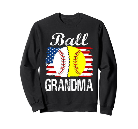 Ball Grandma Baseball Softball Usa Sweatshirt - Custom Art Print Unisex - T-Shirt, Sweatshirt, Hoodie