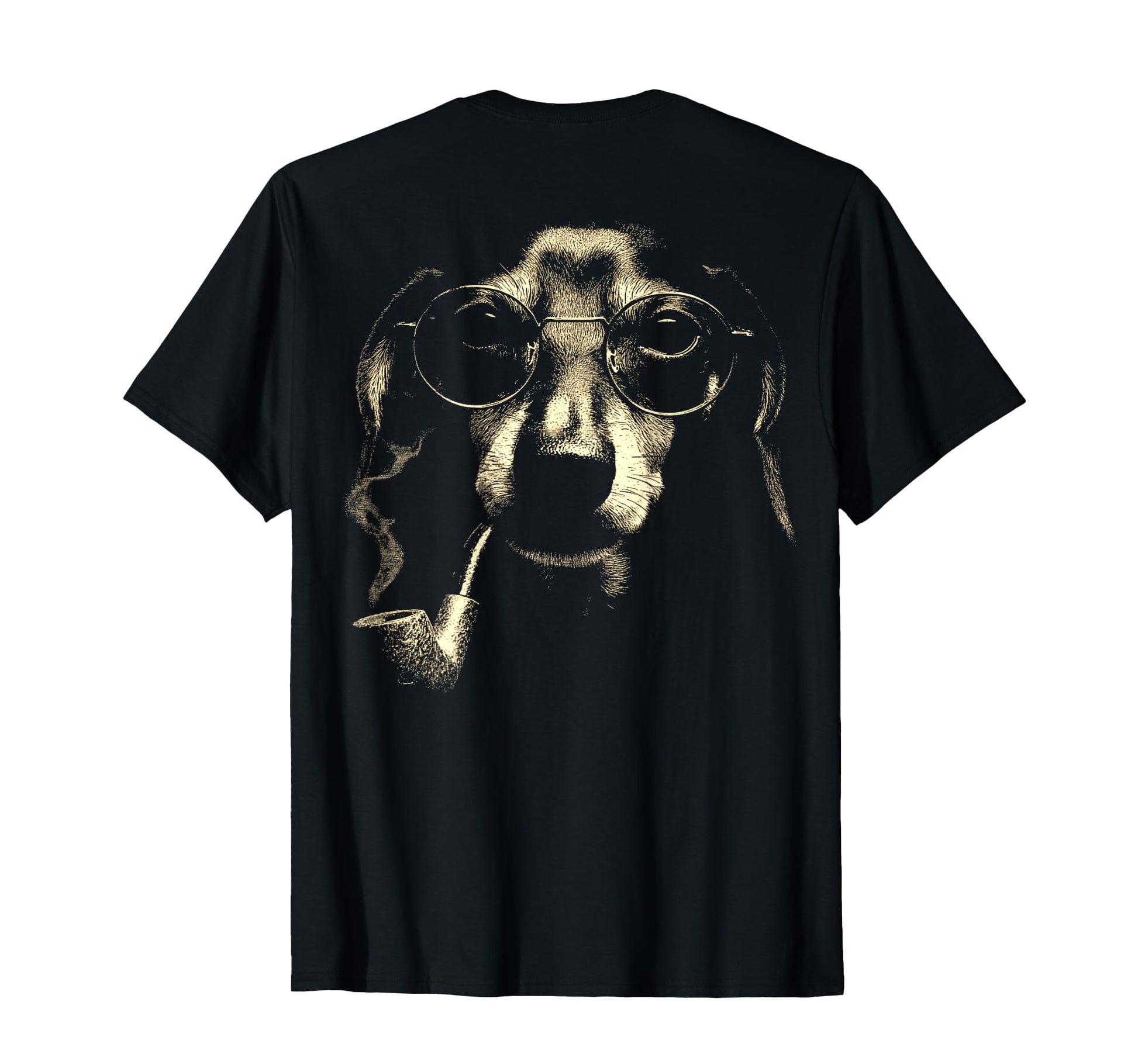 Dachshund Smoking Pipe Grunge Meme 90S Back T-Shirt - Trendy Graphic Unisex - T-Shirt, Sweatshirt, Hoodie