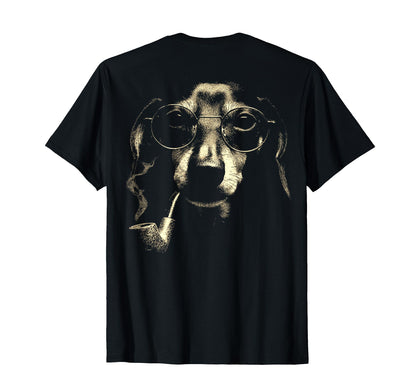 Dachshund Smoking Pipe Grunge Meme 90S Back T-Shirt - Trendy Graphic Unisex - T-Shirt, Sweatshirt, Hoodie