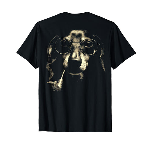 Dachshund Smoking Pipe Grunge Meme 90S Back T-Shirt - Trendy Graphic Unisex - T-Shirt, Sweatshirt, Hoodie