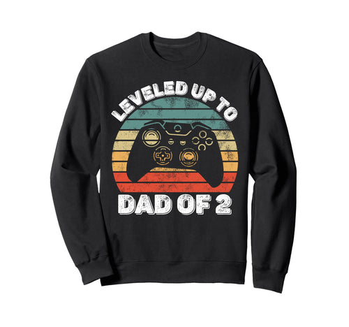 Leveled Up To Dad 2 Gamer Sweatshirt - Minimalist Print Men Women - T-Shirt, Sweatshirt, Hoodie